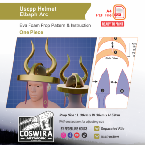 Usopp Helmet Elbaf Arc Prop Pattern – Template EVA Foam untuk Cosplay (One Piece)