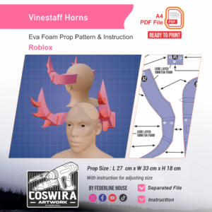 Vinestaff Horns Prop Pattern – Template EVA Foam untuk Cosplay