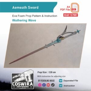 Aemeth Sword Prop Pattern – Template EVA Foam untuk Cosplay (Wuthering Waves)