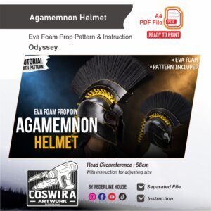 Agamemnon Helmet Prop Pattern – Template EVA Foam untuk Cosplay (The Odyssey)