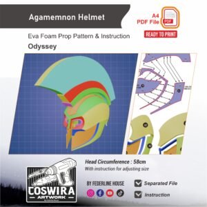 Agamemnon Helmet Prop Pattern – Template EVA Foam untuk Cosplay (The Odyssey)