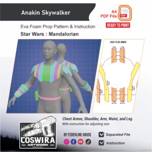 Anakin Skywalker Armor Prop Pattern – Template EVA Foam untuk Cosplay (Star Wars)