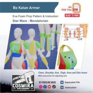 Bo-Katan Armor Prop Pattern – Template EVA Foam untuk Cosplay (Star Wars: The Mandalorian)