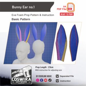 Bunny Ears No. 1 Prop Pattern – Template EVA Foam Basic Pattern untuk Cosplay
