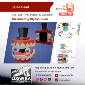Caine Head Prop Pattern – Template EVA Foam untuk Cosplay (The Amazing Digital Circus)