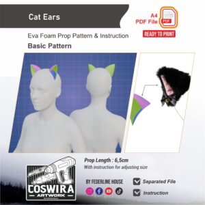 Cat Ears Prop Pattern – Template EVA Foam Basic Pattern untuk Cosplay