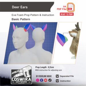 Deer Ears Prop Pattern – Template EVA Foam Basic Pattern untuk Cosplay