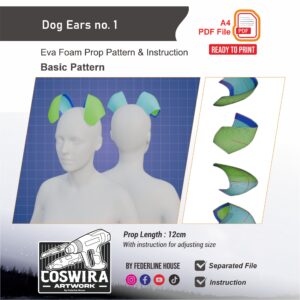 Dog Ears No. 1 Prop Pattern – Template EVA Foam Basic Pattern untuk Cosplay