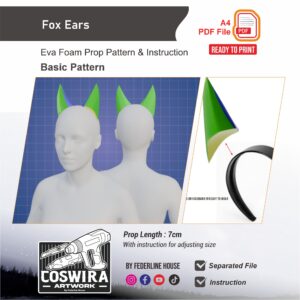 Fox Ears Prop Pattern – Template EVA Foam Basic Pattern untuk Cosplay