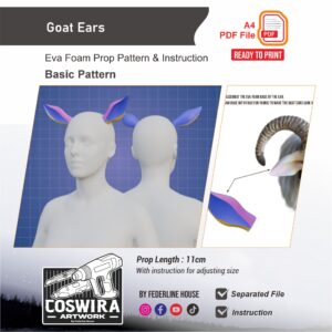 Goat Ears Prop Pattern – Template EVA Foam Basic Pattern untuk Cosplay