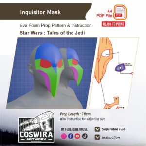 Inquisitor Mask Prop Pattern – Template EVA Foam untuk Cosplay (Star Wars: Tales of the Jedi)