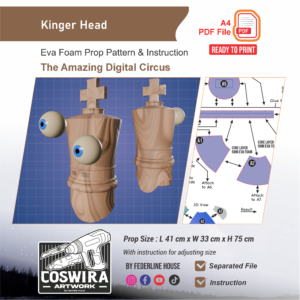 Kinger Head Prop Pattern – Template EVA Foam untuk Cosplay (The Amazing Digital Circus)