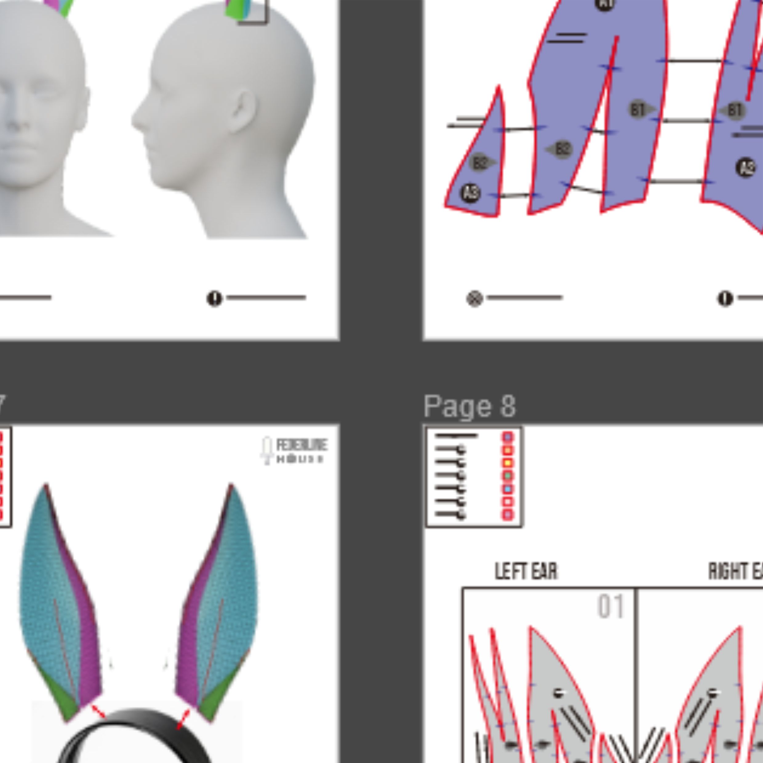 Long Horse Ears Prop Pattern β Template EVA Foam Basic Pattern untuk Cosplay - Gambar 3