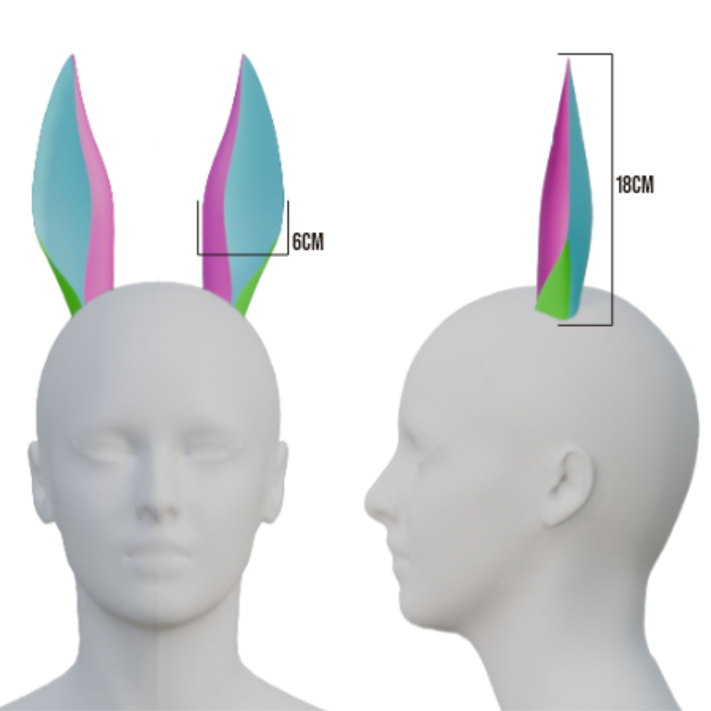 Long Horse Ears Prop Pattern β Template EVA Foam Basic Pattern untuk Cosplay - Gambar 2