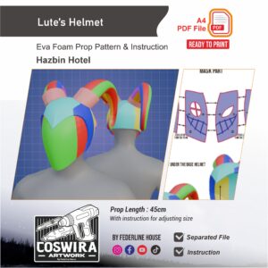 Lute Helmet Prop Pattern – Template EVA Foam untuk Cosplay (Hazbin Hotel)
