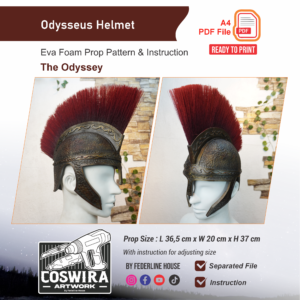 Odysseus Helmet Prop Pattern – Template EVA Foam untuk Cosplay (Epic: The Musical)