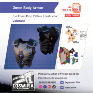 Omen Body Armor Prop Pattern – Template EVA Foam untuk Cosplay (Valorant)