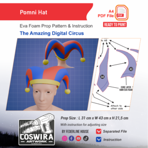 Pomni Hat Prop Pattern – Template EVA Foam untuk Cosplay (The Amazing Digital Circus)