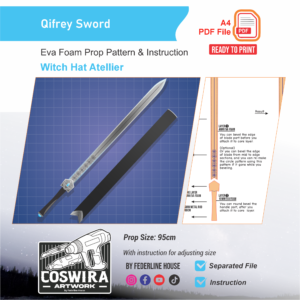 Qifrey Sword Prop Pattern – Template EVA Foam untuk Cosplay (Witch Hat Atelier)