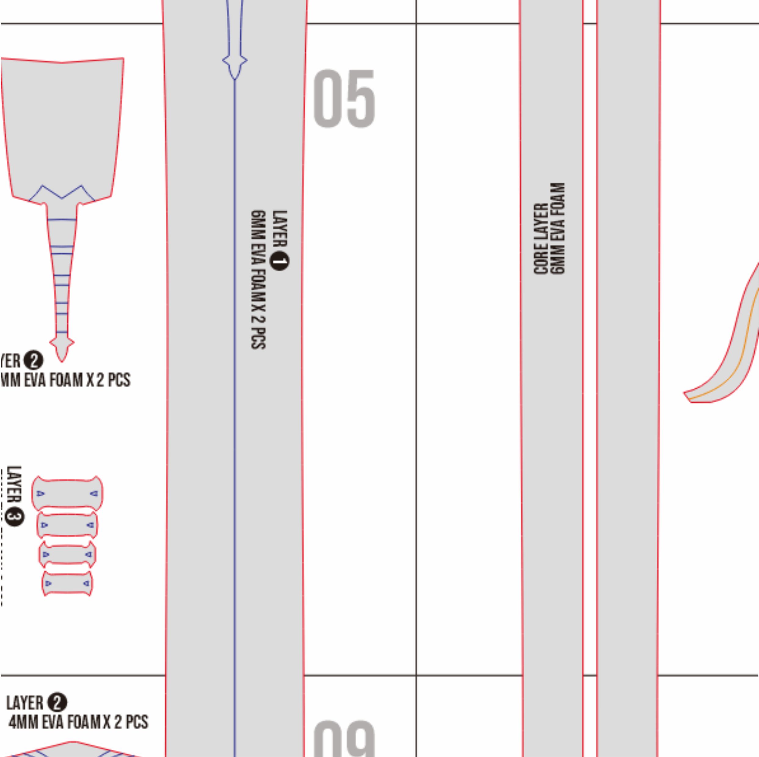 Rebellion Sword Prop Pattern β Template EVA Foam untuk Cosplay (Devil May Cry) - Gambar 3