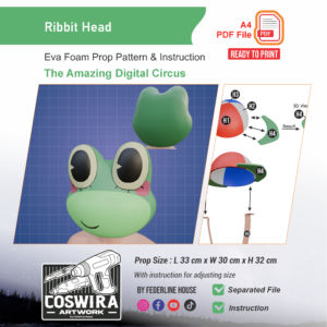 Ribbit Head Prop Pattern – Template EVA Foam untuk Cosplay (The Amazing Digital Circus)