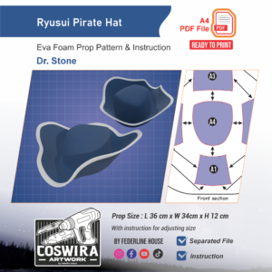 Ryusui Pirate Hat Prop Pattern – Template EVA Foam untuk Cosplay (Dr. STONE)