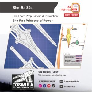 She-Ra Sword Prop Pattern – Template EVA Foam untuk Cosplay (She-Ra 1980s)