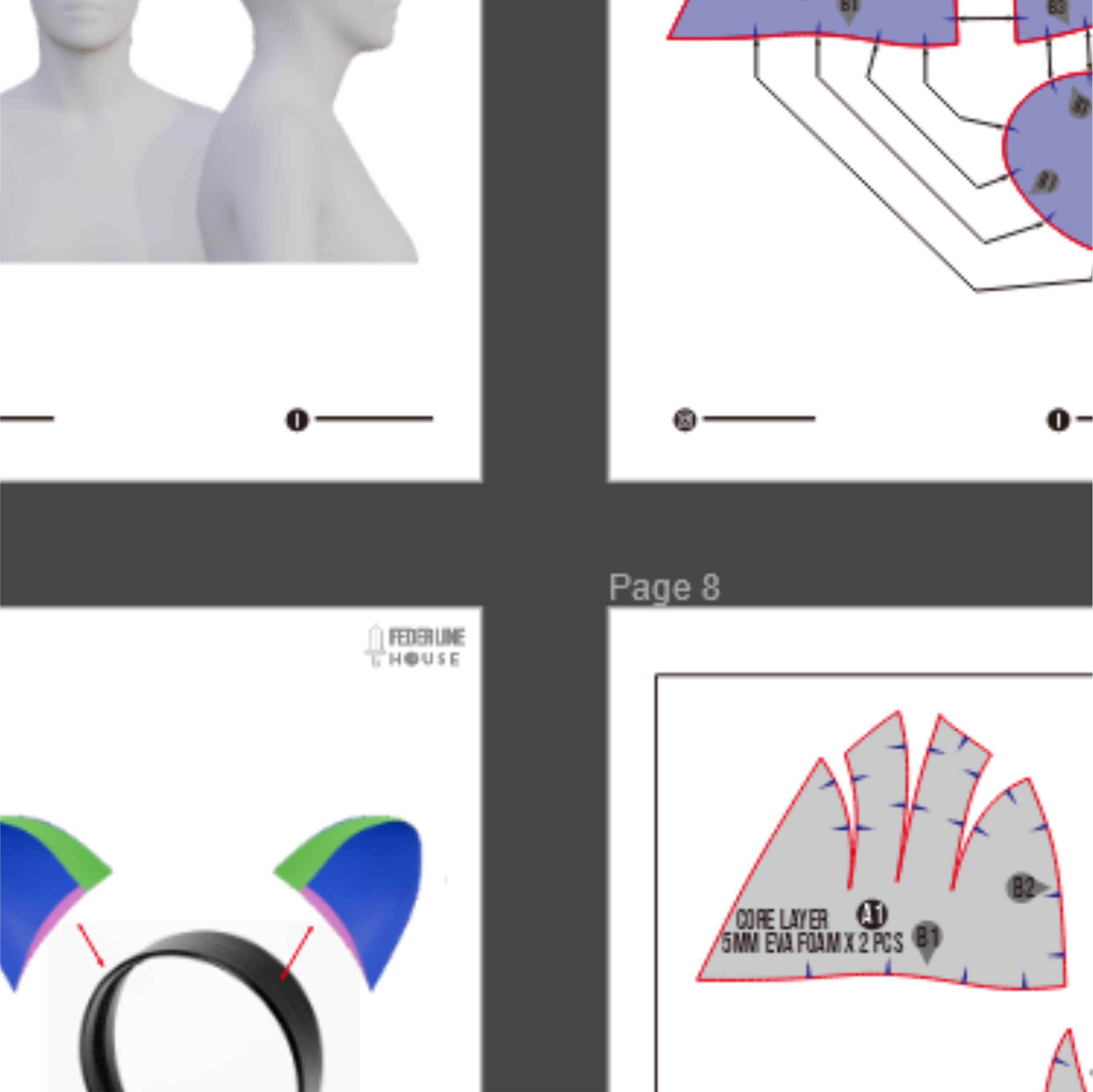 Tiger Ears Prop Pattern โ Template EVA Foam Basic Pattern untuk Cosplay - Gambar 3