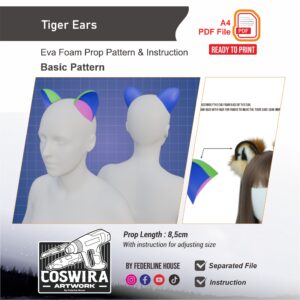 Tiger Ears Prop Pattern – Template EVA Foam Basic Pattern untuk Cosplay