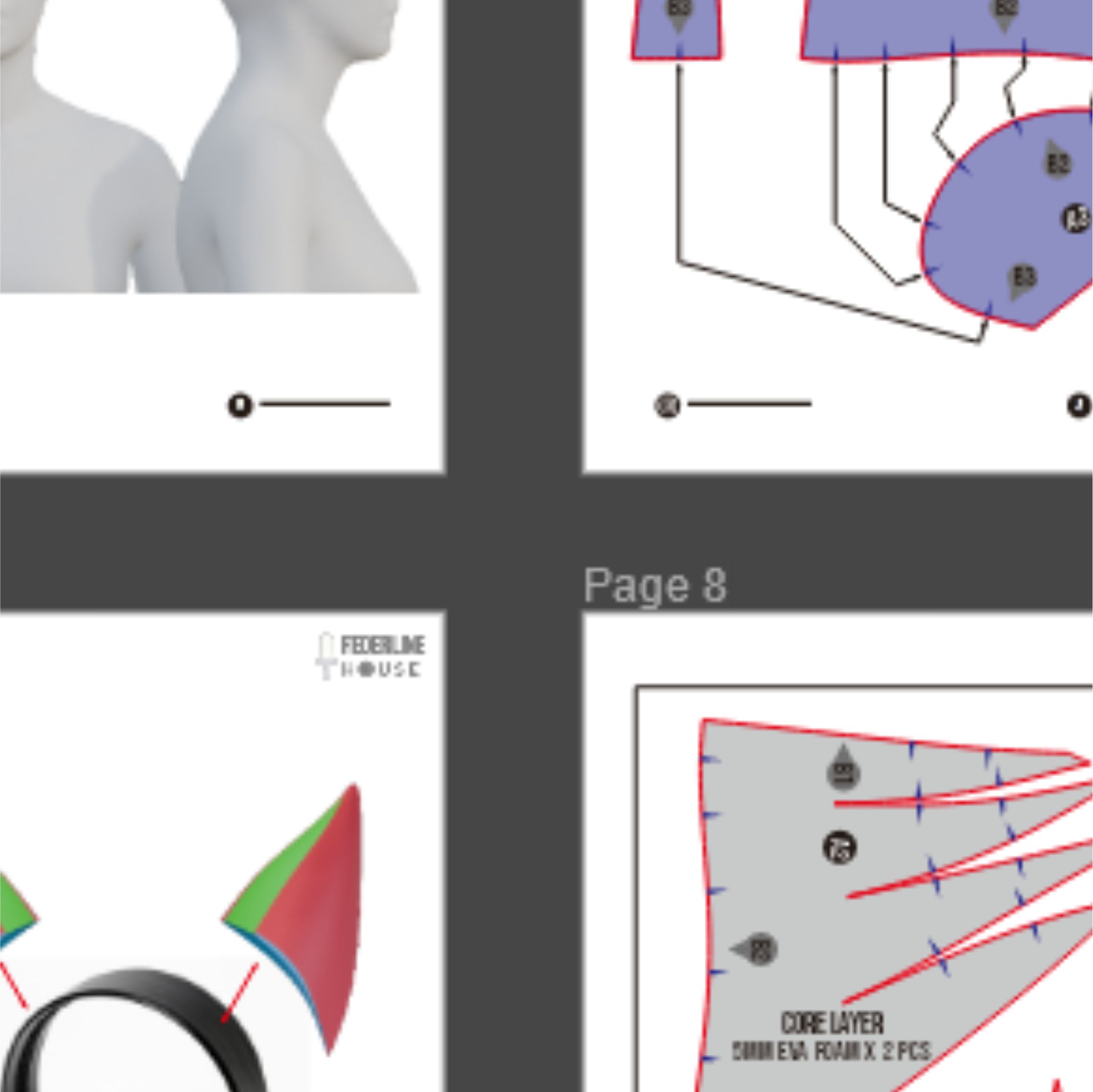 Wolf Ears Prop Pattern β Template EVA Foam Basic Pattern untuk Cosplay - Gambar 3