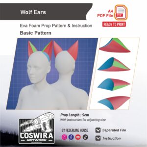 Wolf Ears Prop Pattern – Template EVA Foam Basic Pattern untuk Cosplay