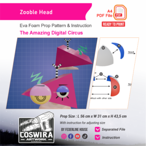 Zooble Head Prop Pattern – Template EVA Foam untuk Cosplay (The Amazing Digital Circus)