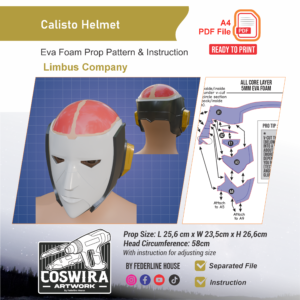 Calisto Mask Prop Pattern – Template EVA Foam untuk Cosplay (Limbus Company)