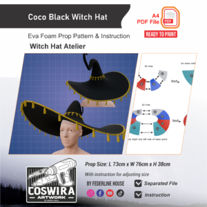 Coco Black Witch Hat Prop Pattern – Template EVA Foam untuk Cosplay (Witch Hat Atelier)