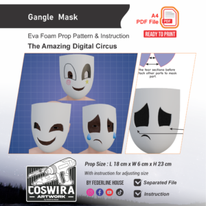 Gangle Mask Prop Pattern – Template EVA Foam untuk Cosplay (The Amazing Digital Circus)