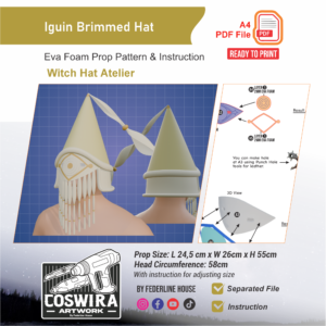 Iguin Brimmed Hat Prop Pattern – Template EVA Foam untuk Cosplay (Witch Hat Atelier)
