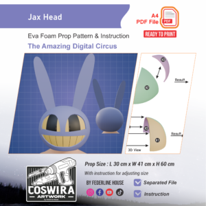 Jax Head Prop Pattern – Template EVA Foam untuk Cosplay (The Amazing Digital Circus)