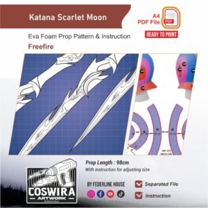 Katana Scarlet Moon Prop Pattern – Template EVA Foam untuk Cosplay (Free Fire)