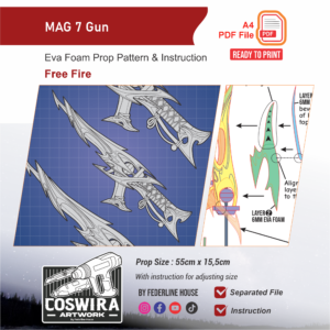 MAC7 Gun Prop Pattern – Template EVA Foam untuk Cosplay (Free Fire)
