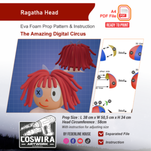 Ragatha Head Prop Pattern – Template EVA Foam untuk Cosplay (The Amazing Digital Circus)