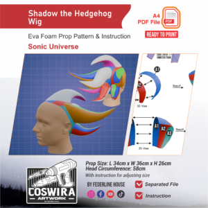 Shadow Wig Base Prop Pattern – Template EVA Foam untuk Cosplay (Sonic Universe)