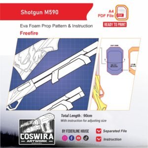 Shotgun M590 Prop Pattern – Template EVA Foam untuk Cosplay (Free Fire)