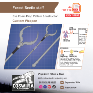 Forest Beetle Staff Prop Pattern – Template EVA Foam untuk Cosplay dan LARP