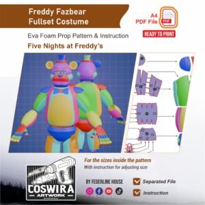 Freddy Fazbear Fullset Costume Prop Pattern – Template EVA Foam untuk Cosplay (Five Nights at Freddy's)