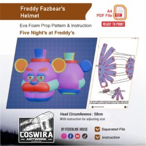 Freddy Fazbear Helmet Prop Pattern – Template EVA Foam untuk Cosplay (Five Nights at Freddy's)