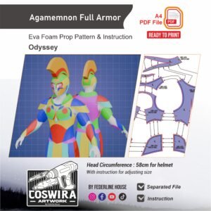 Agamemnon Fullset Armor & Helmet Prop Pattern – Template EVA Foam untuk Cosplay (The Odyssey)