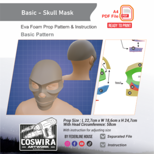 Basic Skull Mask Prop Pattern – Template EVA Foam Basic Pattern untuk Cosplay