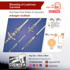 Blessing of Lustrous Carmine Staff Prop Pattern – Template EVA Foam untuk Cosplay (Arknights: Endfield)