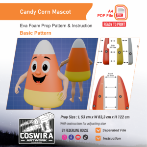 Candy Corn Mascot Prop Pattern – Template EVA Foam untuk Cosplay dan Mascot