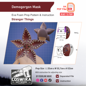 Demogorgon Mask Prop Pattern – Template EVA Foam untuk Cosplay (Stranger Things)